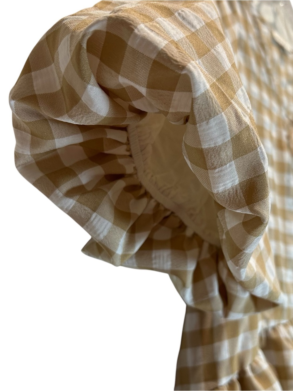 Moon River Beige and White Gingham Midi Dress - Picture 8 of 11